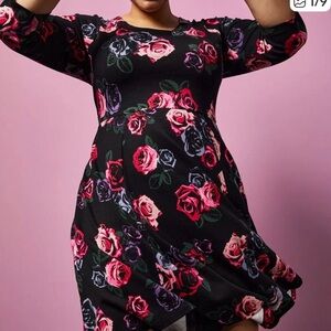 Torrid Betsey Johnson black floral pointe mini skater dress  sz 1 (1X)